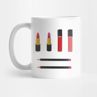 Makeup Set: Lip Products (White Background) Mug